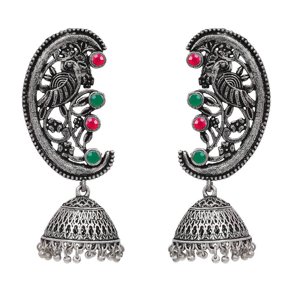 Moon-lit Mayur Jhumki earrings (Multicolored)