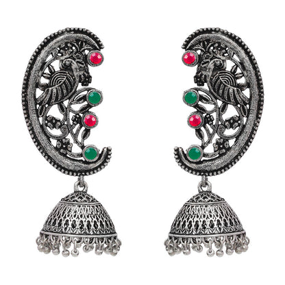 Moon-lit Mayur Jhumki earrings (Multicolored)