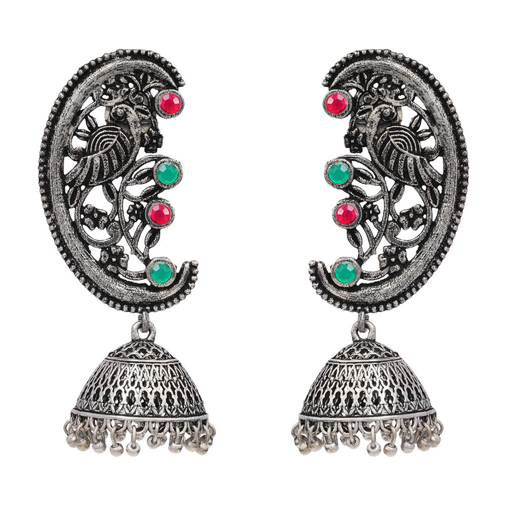 Moon-lit Mayur Jhumki earrings (Multicolored)
