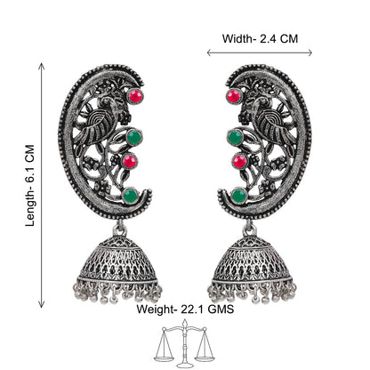 Moon-lit Mayur Jhumki earrings (Multicolored)
