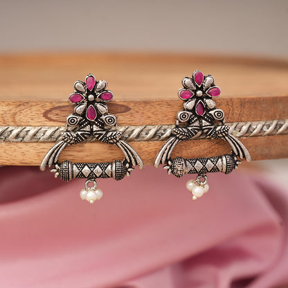 Tweet and bloom stud earring (Red)