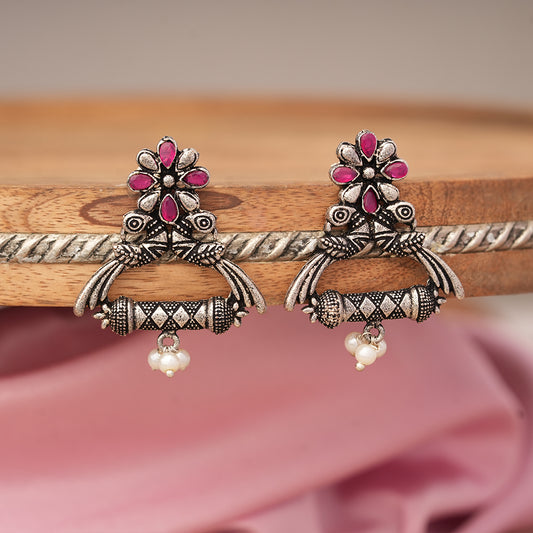 Tweet and bloom stud earring (Red)