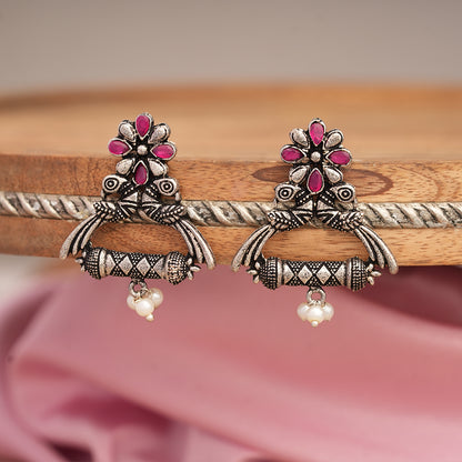 Tweet and bloom stud earring (Red)