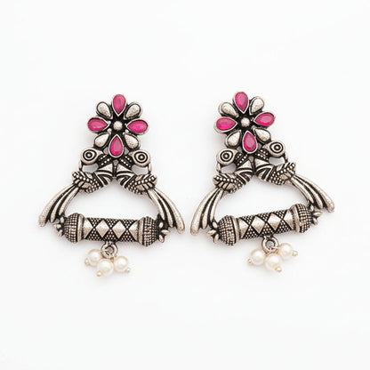 Tweet and bloom stud earring (Red)