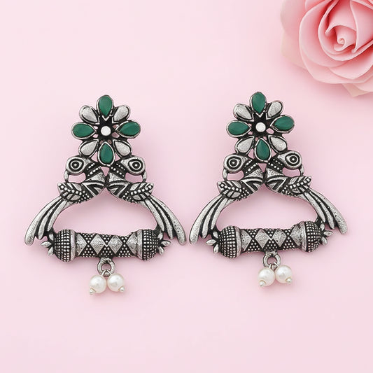 Tweet and bloom stud earring (Green)