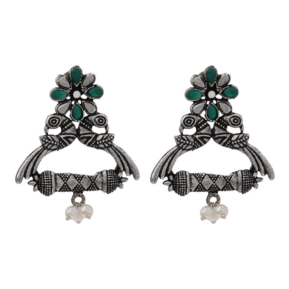 Tweet and bloom stud earring (Green)