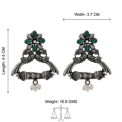Tweet and bloom stud earring (Green)