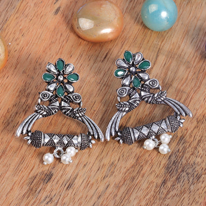 Tweet and bloom stud earring (Green)