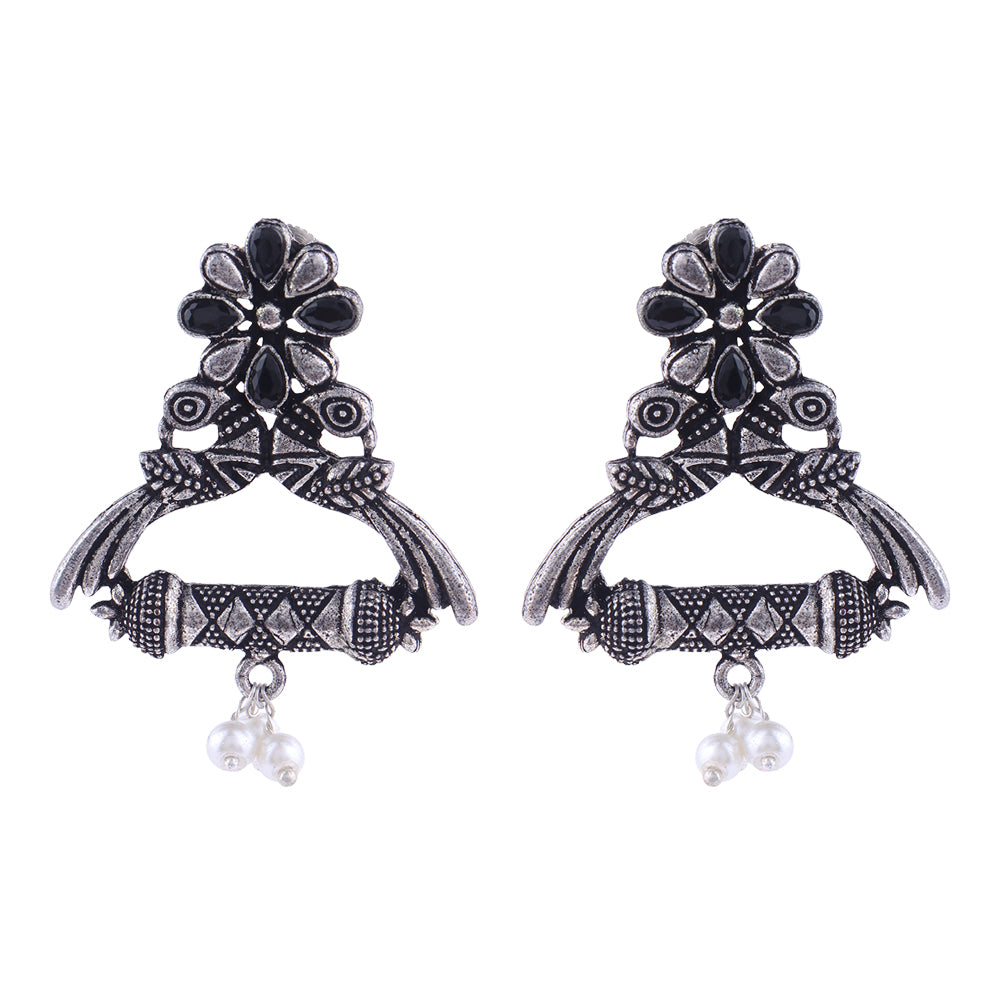 Tweet and bloom stud earring (Black)