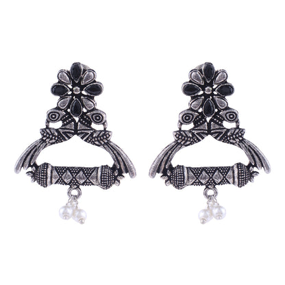 Tweet and bloom stud earring (Black)