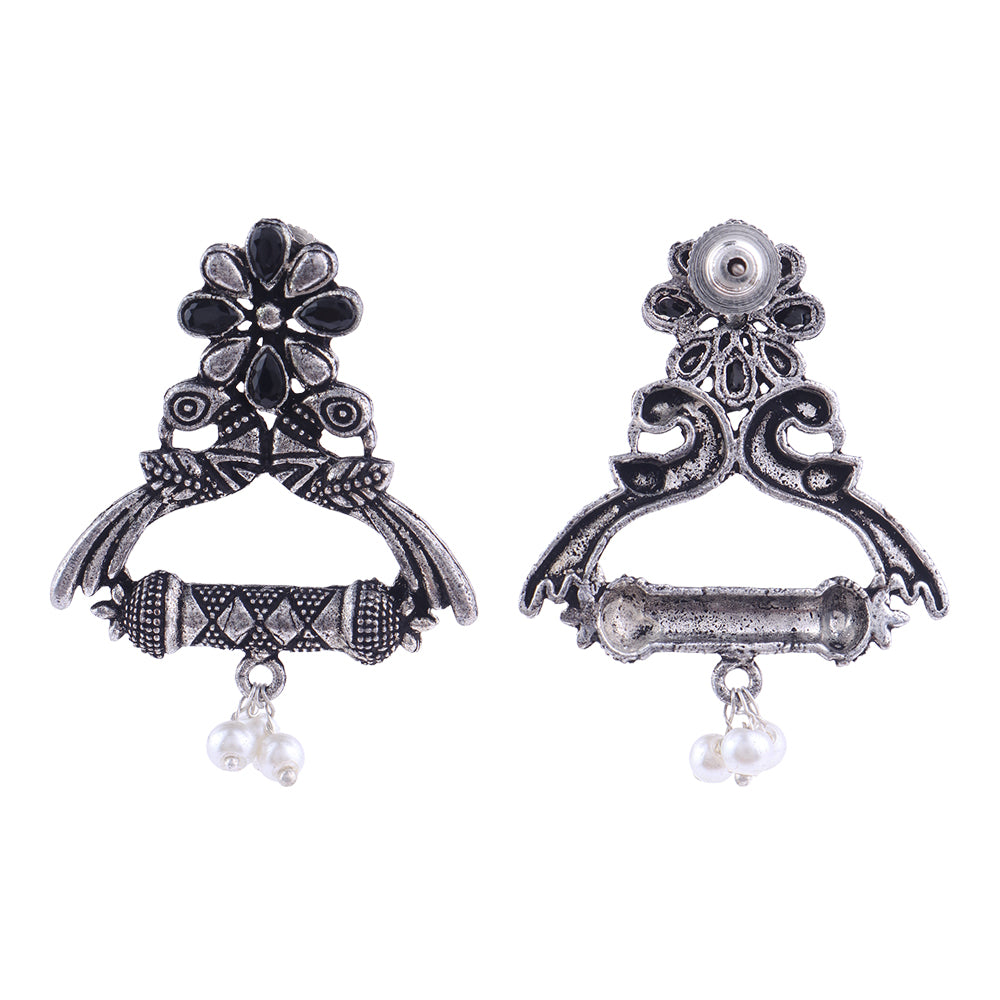 Tweet and bloom stud earring (Black)