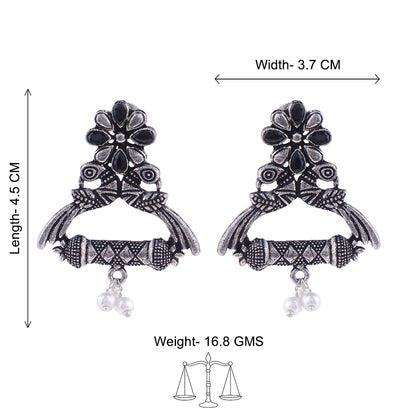 Tweet and bloom stud earring (Black)