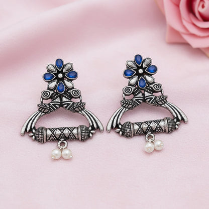 Tweet and bloom stud earring (Blue)