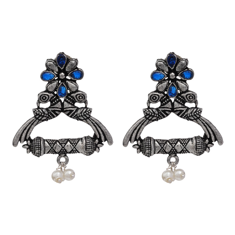 Tweet and bloom stud earring (Blue)