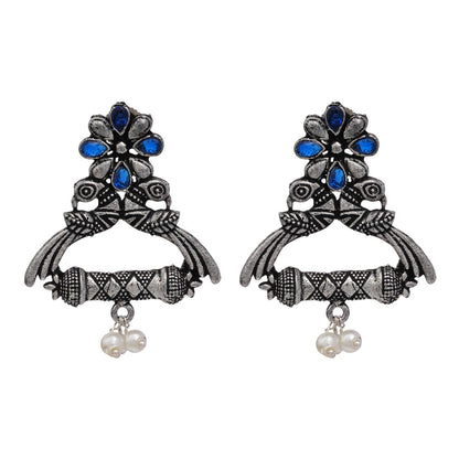 Tweet and bloom stud earring (Blue)