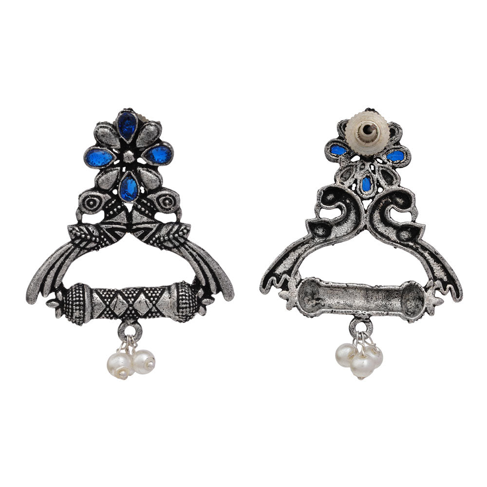 Tweet and bloom stud earring (Blue)
