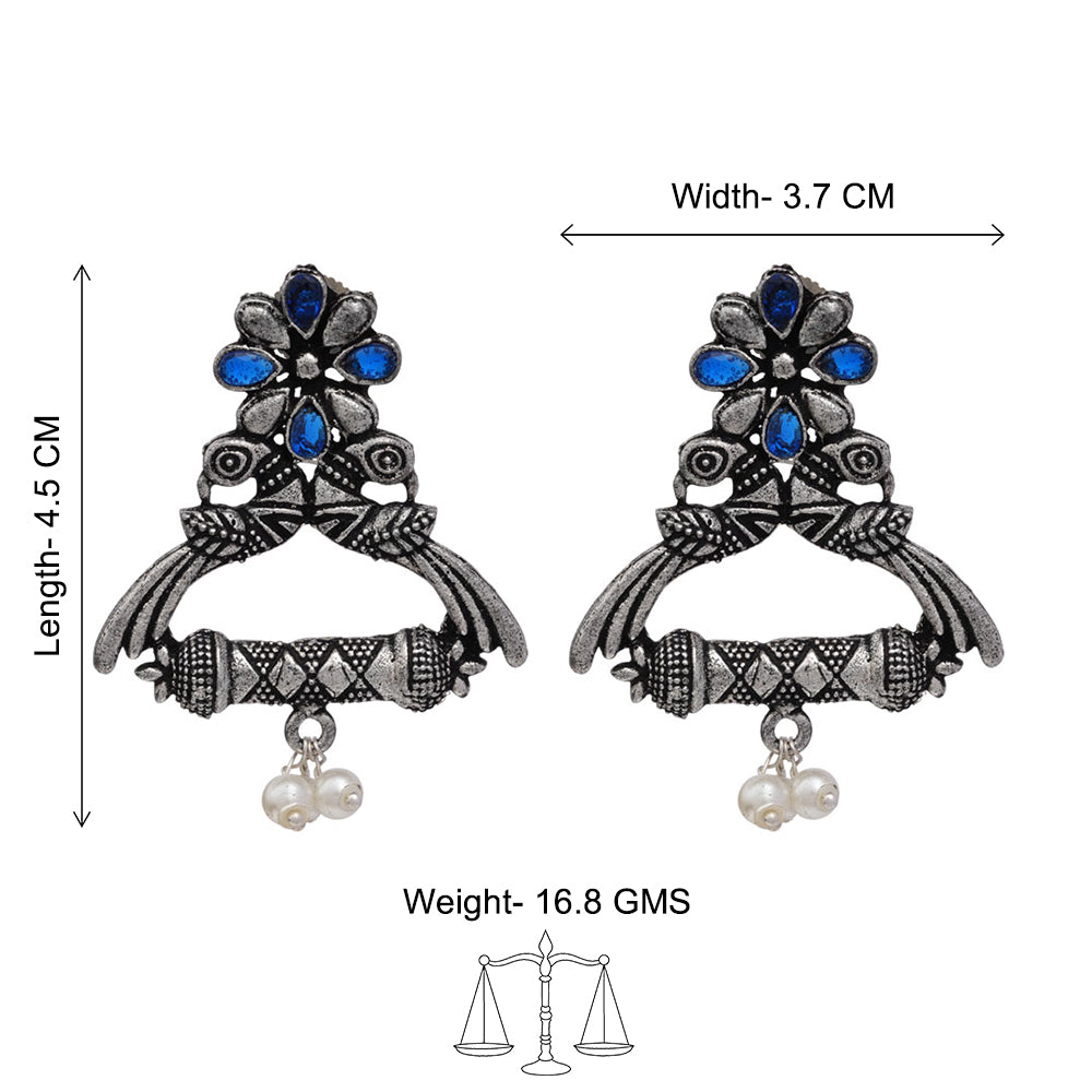Tweet and bloom stud earring (Blue)