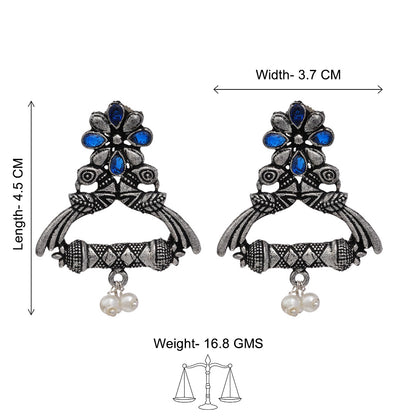 Tweet and bloom stud earring (Blue)