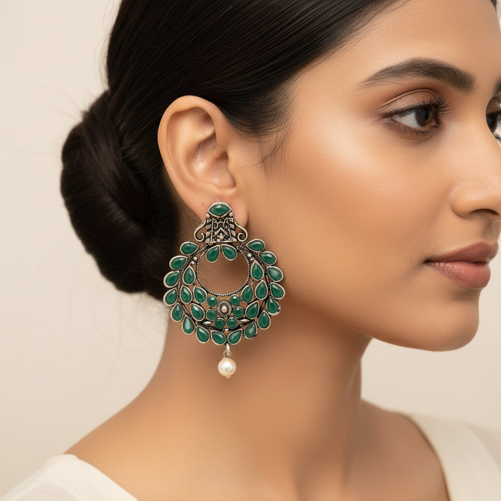 Diva Drops stud earrings (Green)