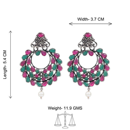 Peacock glow stone studded dangler & Diva Drops stud Combo set