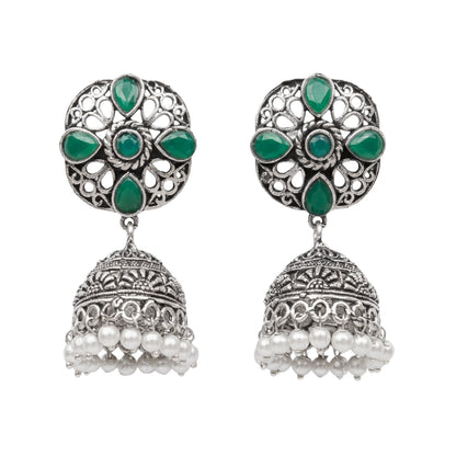 Curv & Swirl jhumka earring (Green)