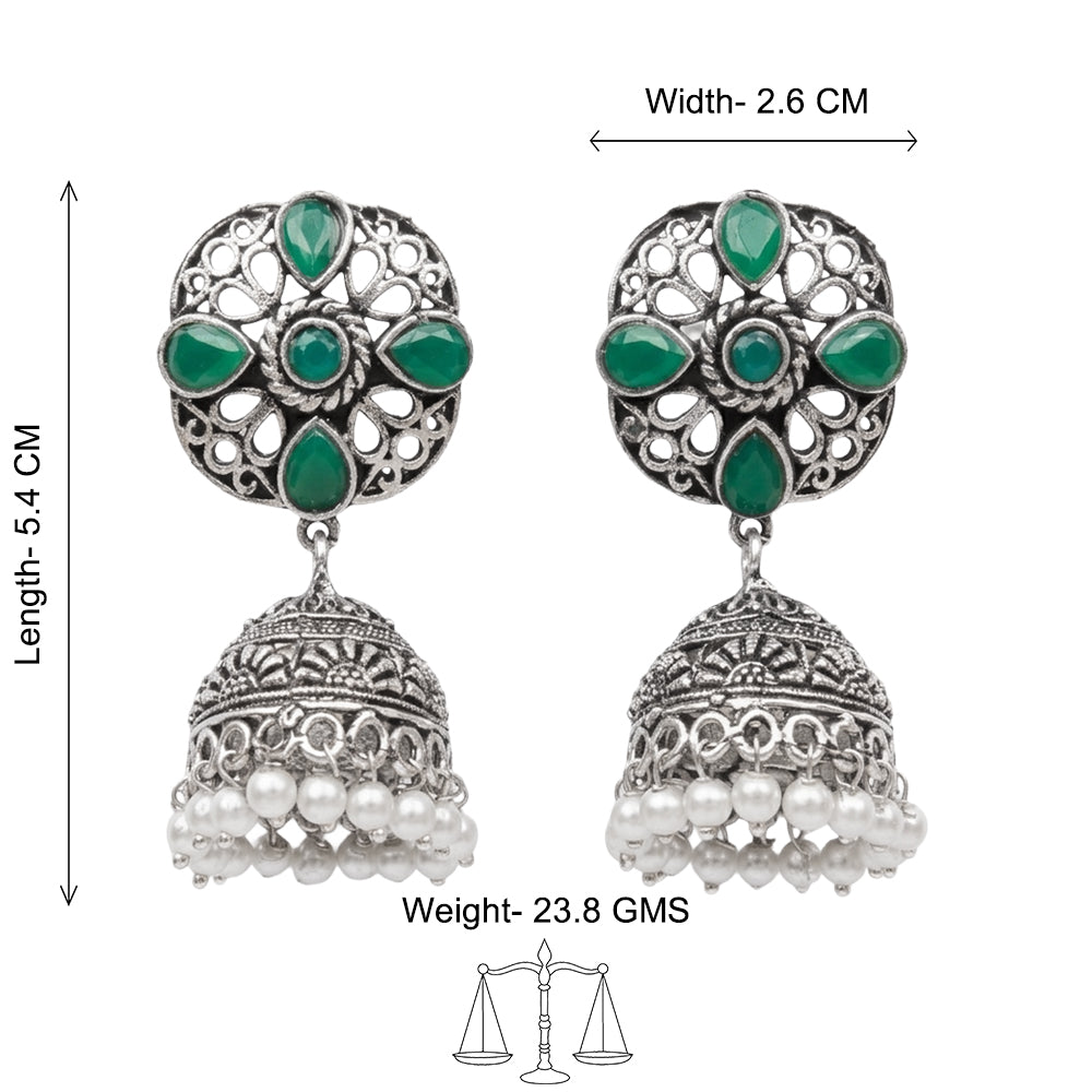 Curv & Swirl jhumka earring (Green)
