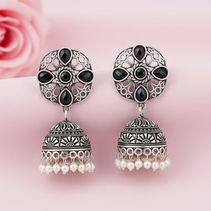 Curv & Swirl jhumka earring (Black)