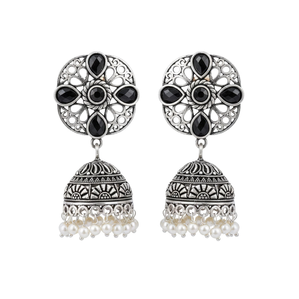 Curv & Swirl jhumka earring (Black)