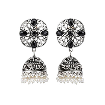 Curv & Swirl jhumka earring (Black)