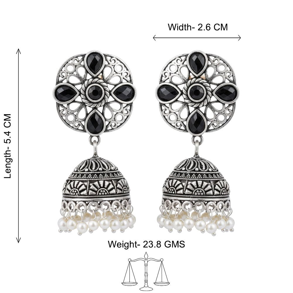 Curv & Swirl jhumka earring (Black)