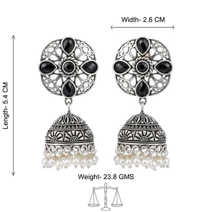 Curv & Swirl jhumka earring (Black)