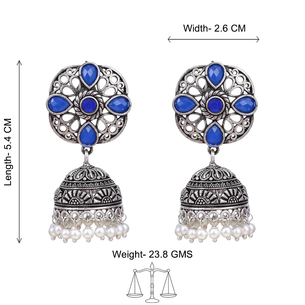 Curv & Swirl jhumka earring (Blue)