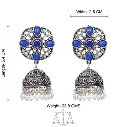 Curv & Swirl jhumka earring (Blue)