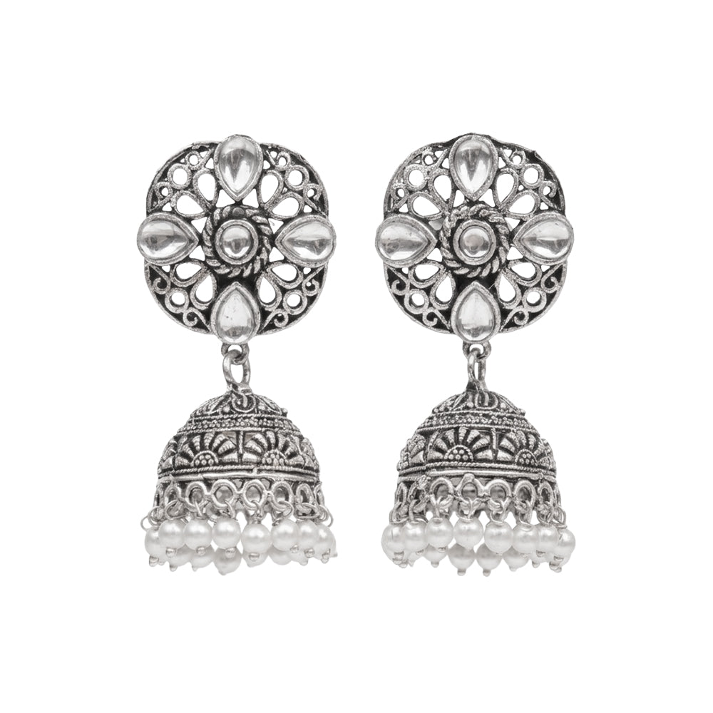 Curv & Swirl jhumka earring (White)