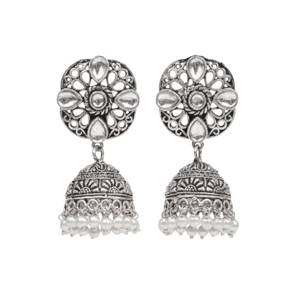 Curv & Swirl jhumka earring (White)