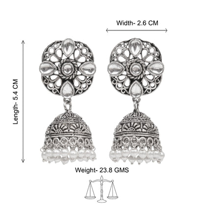Curv & Swirl jhumka earring (White)