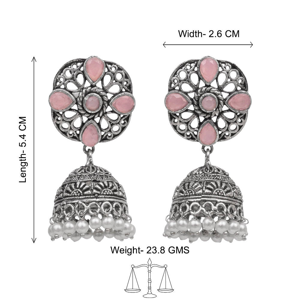 Curv & Swirl jhumka earring (Baby Pink)