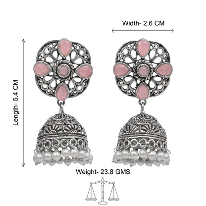 Curv & Swirl jhumka earring (Baby Pink)