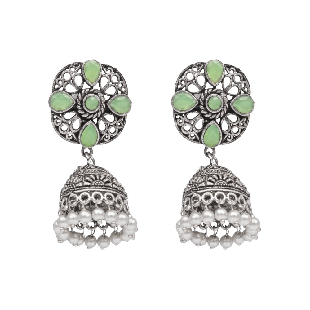 Curv & Swirl jhumka earring (Pista)
