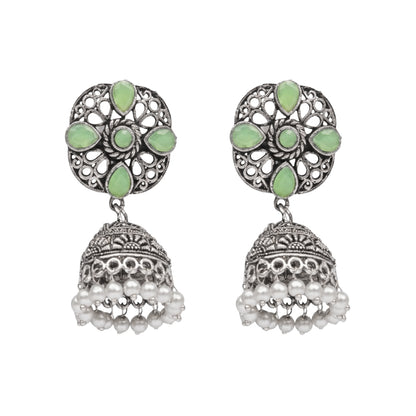 Curv & Swirl jhumka earring (Pista)