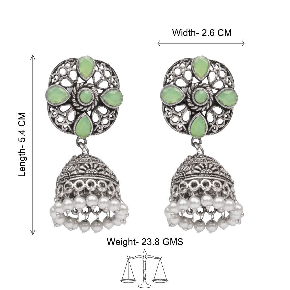 Curv & Swirl jhumka earring (Pista)