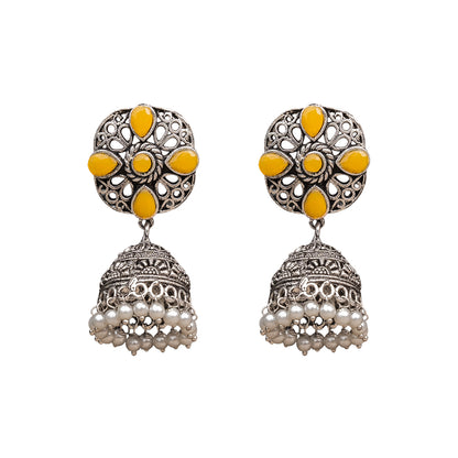 Curv & Swirl jhumka earring (Yellow)