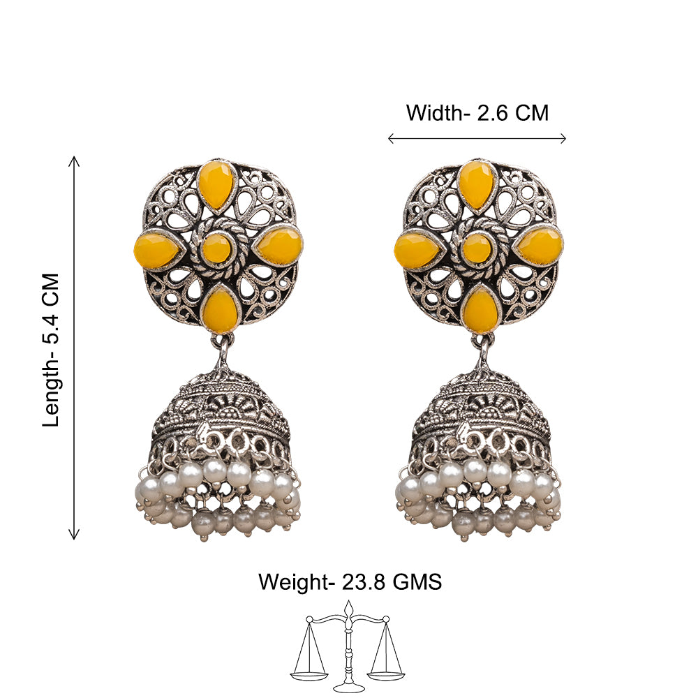 Curv & Swirl jhumka earring (Yellow)