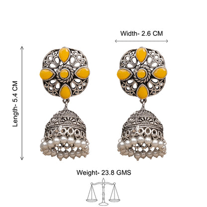 Curv & Swirl jhumka earring (Yellow)