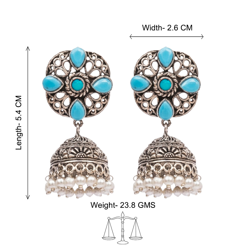 Curv & Swirl jhumka earring (Sky Blue)