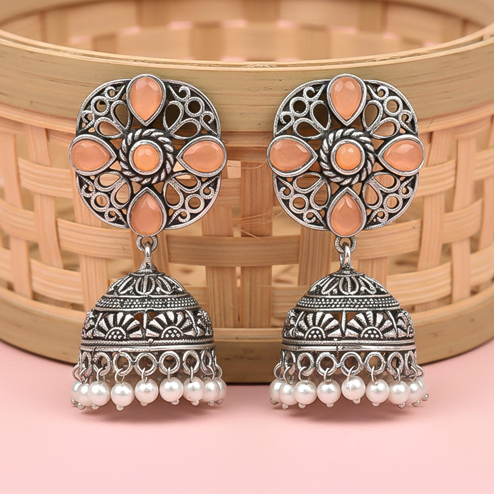 Curv & Swirl jhumka earring (Light Orange)