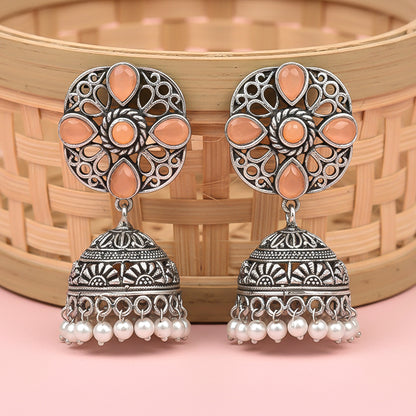 Curv & Swirl jhumka earring (Light Orange)