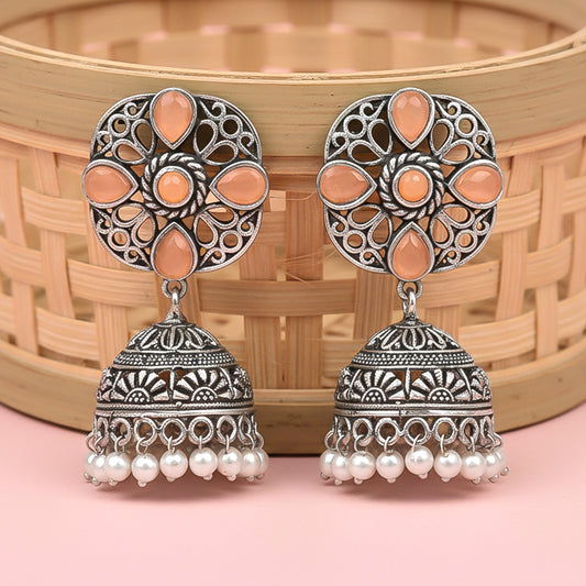 Curv & Swirl jhumka earring (Light Orange)