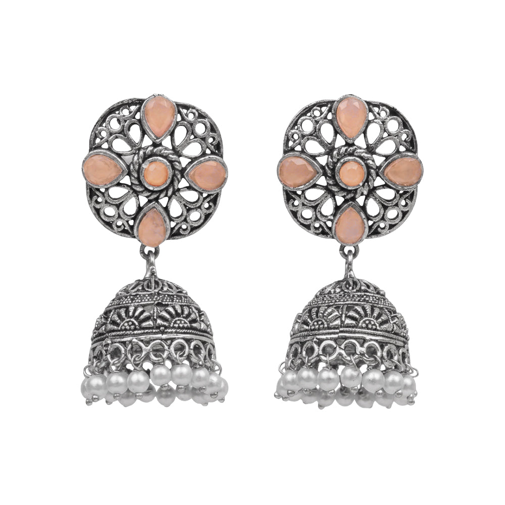 Curv & Swirl jhumka earring (Light Orange)