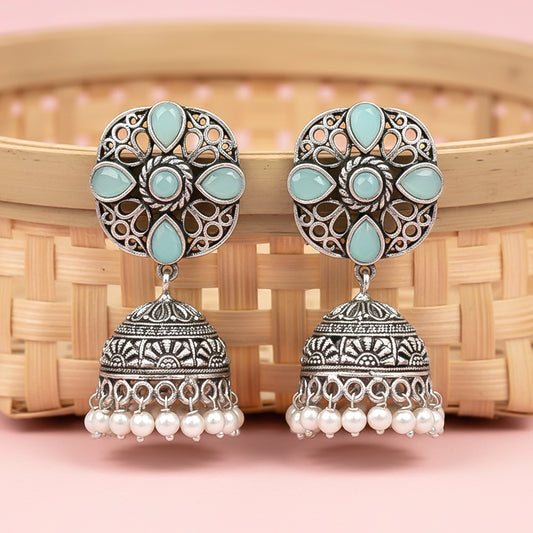 Curv & Swirl jhumka earring (Mint)